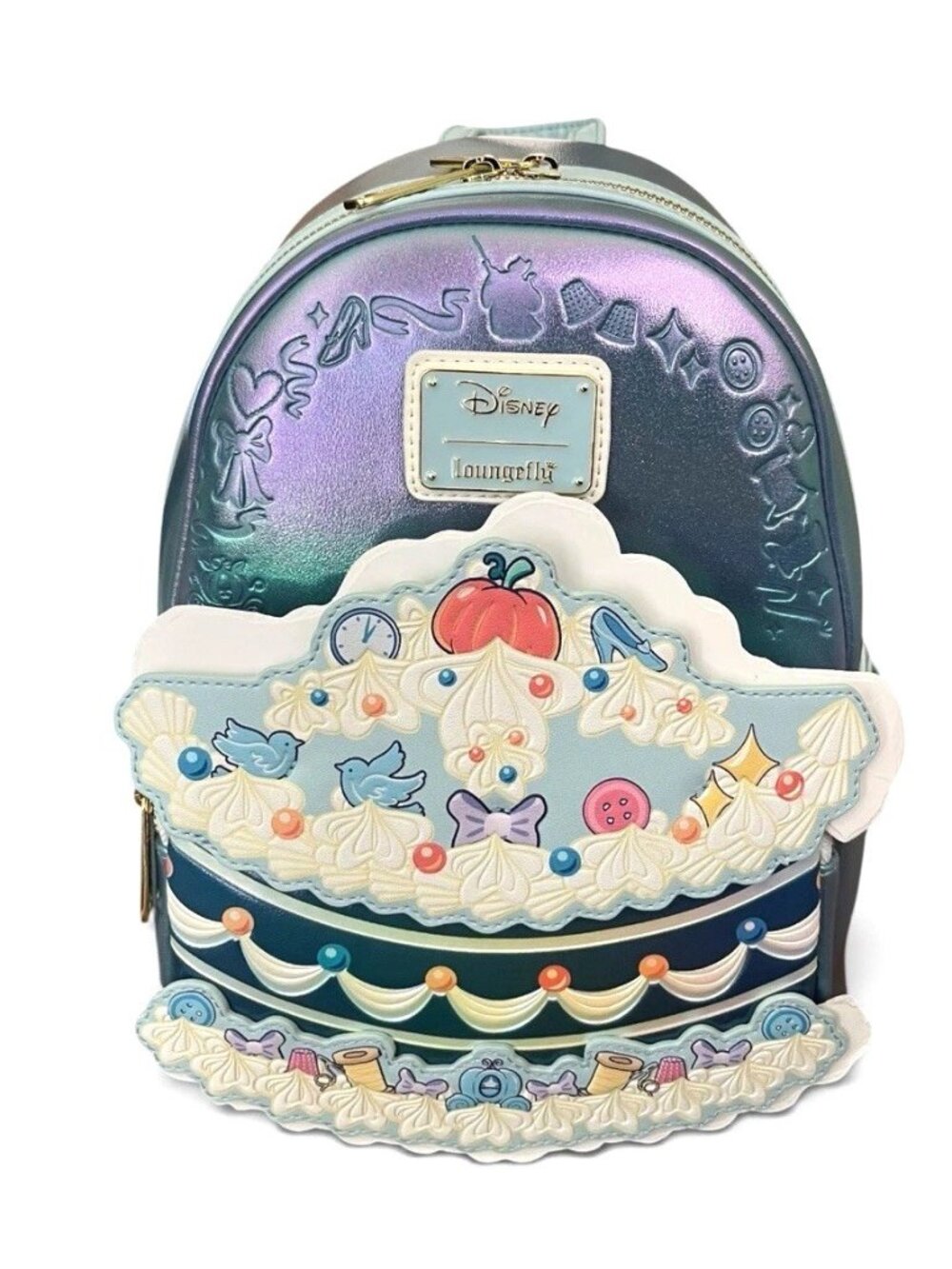 Loungefly Disney Cinderella Birthday Cake Mini Backpack Iridescent Bag NWT
